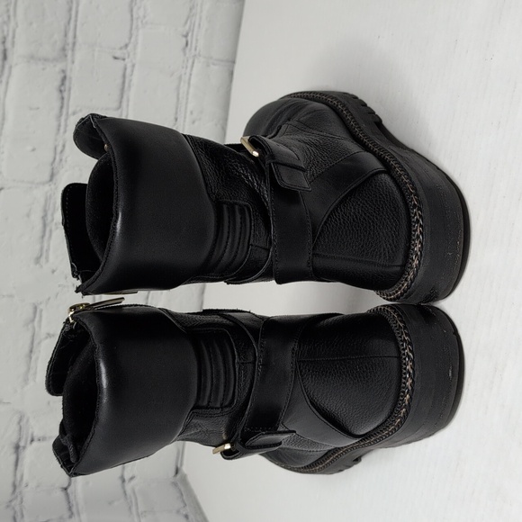 Vince Camuto Repla Black Leather Lace Up Moto Combat Boots - Picture 5 of 8